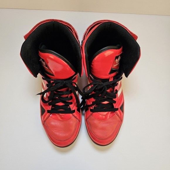 Adidas og red and white leather men high top sneakers shoes size 12 US - Picture 2 of 9